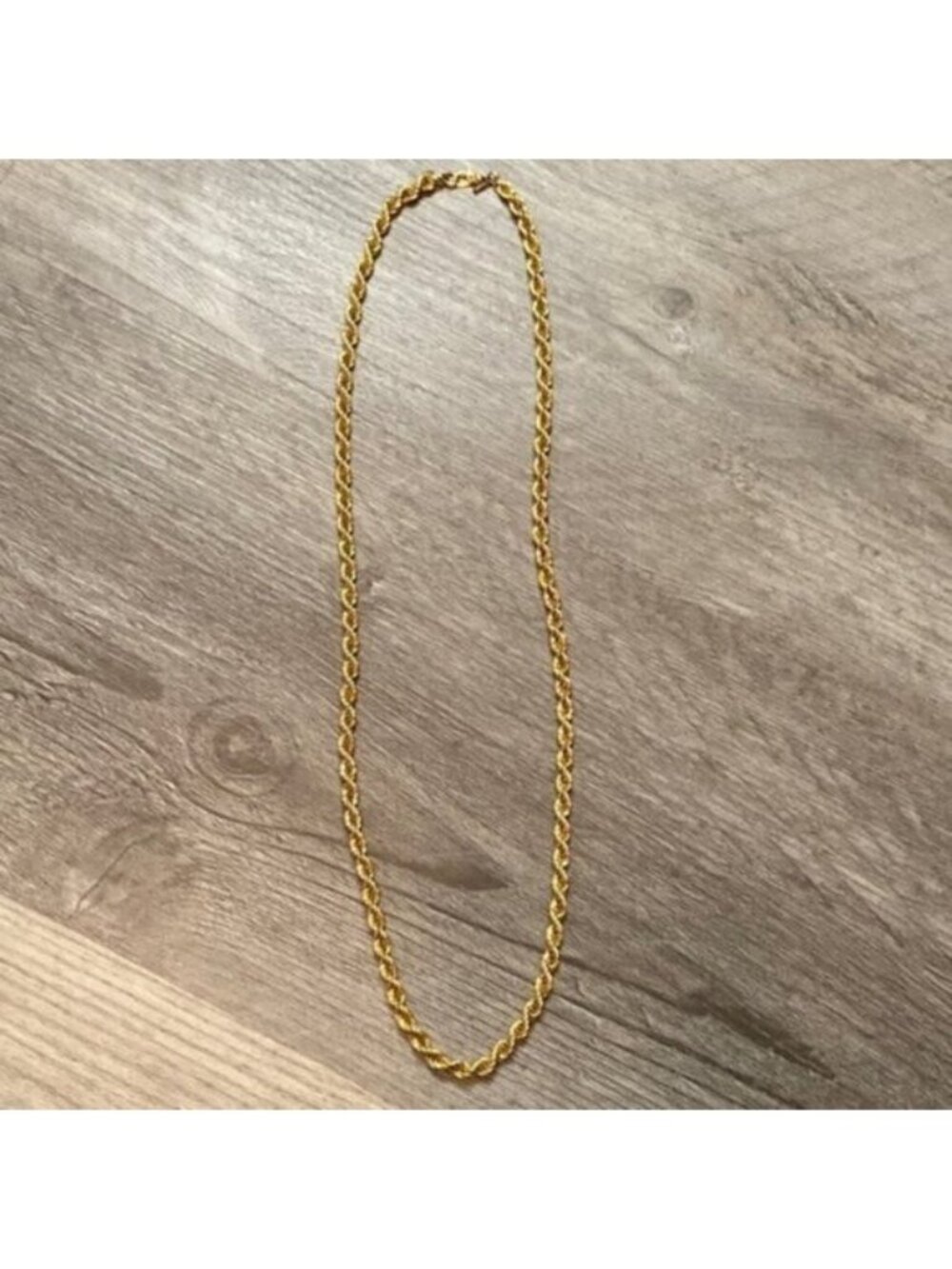 VTG Monet Necklace Gold Tone Spiral Rope Twisted Chain 24 in / 12 in Drop